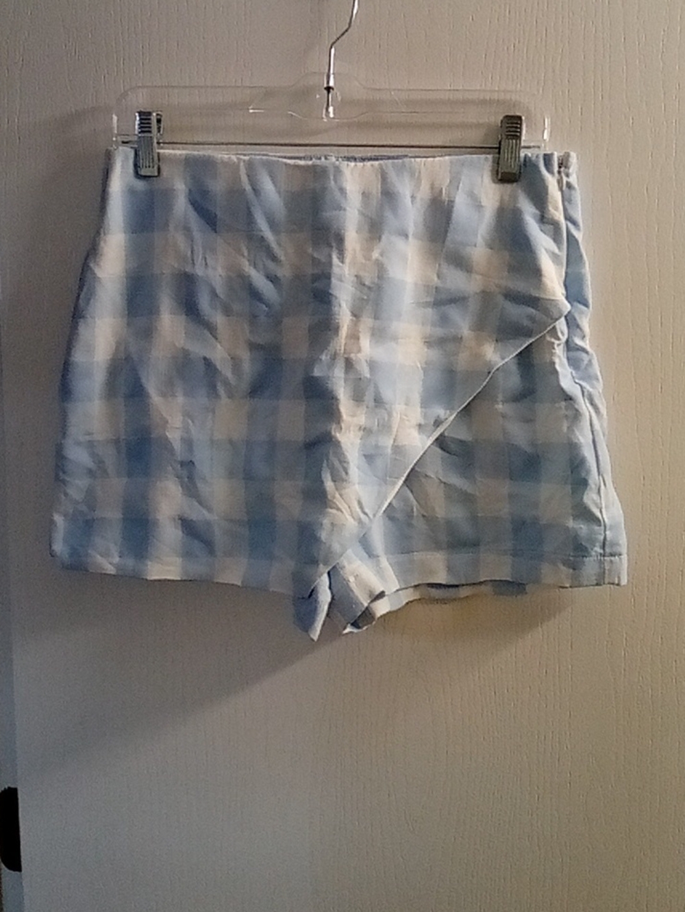 Altar'd State Blue and White Plaid Wrap Skort